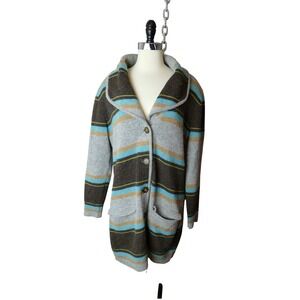 Pendleton Woolen Mills Wool Cardigan Sweater Striped Shawl Collar‎ Button Front